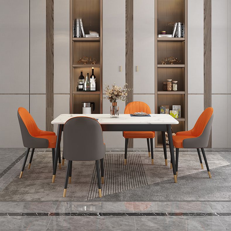 Modern Style Sintered Stone Dining Set with Rectangle Shape Dinette Set with 4 Legs Table