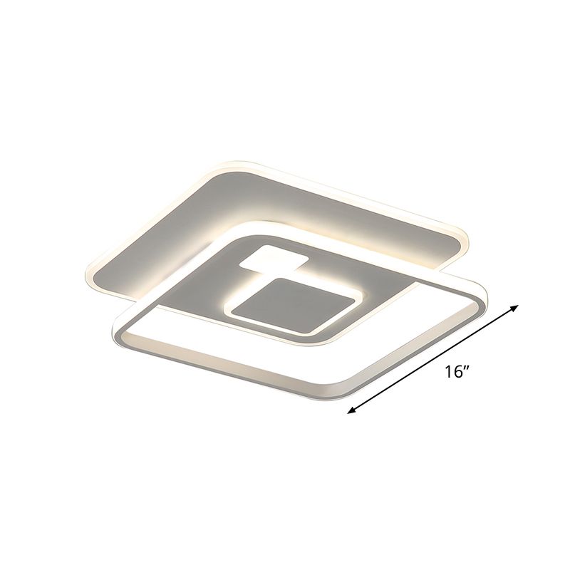 Rectangle Acrylic LED Ceiling Fixture Minimalist White Flush Mount Recessed Lighting in Warm/White Light
