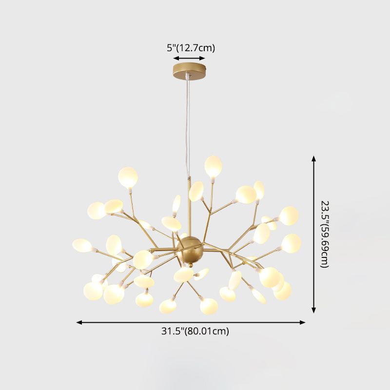 Fireflies Chandelier Lighting Fixture Minimalist Metal Gold Ceiling Hung Fixture