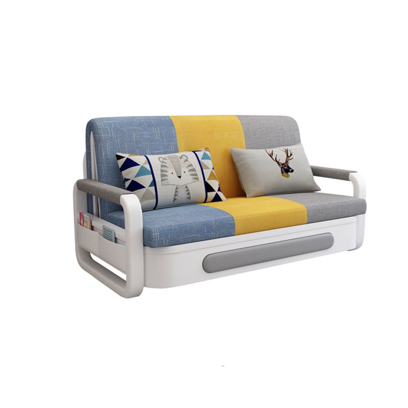 Slipcovered Cotton Blend Contemporary Sofa with Bed for Living Room