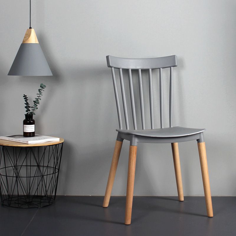 Contemporary Style Dining Room Chair Slat Back Stackable Side Chair for Kitchen
