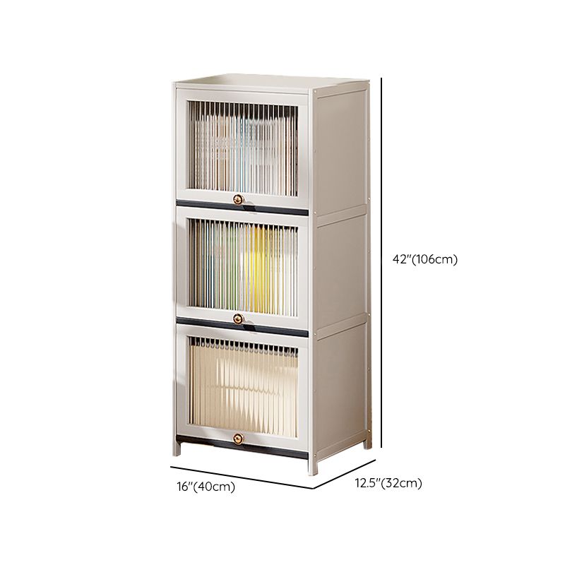 Mid-Century Modern Accent Cabinet Rectangle Storage Cabinet with Doors, White