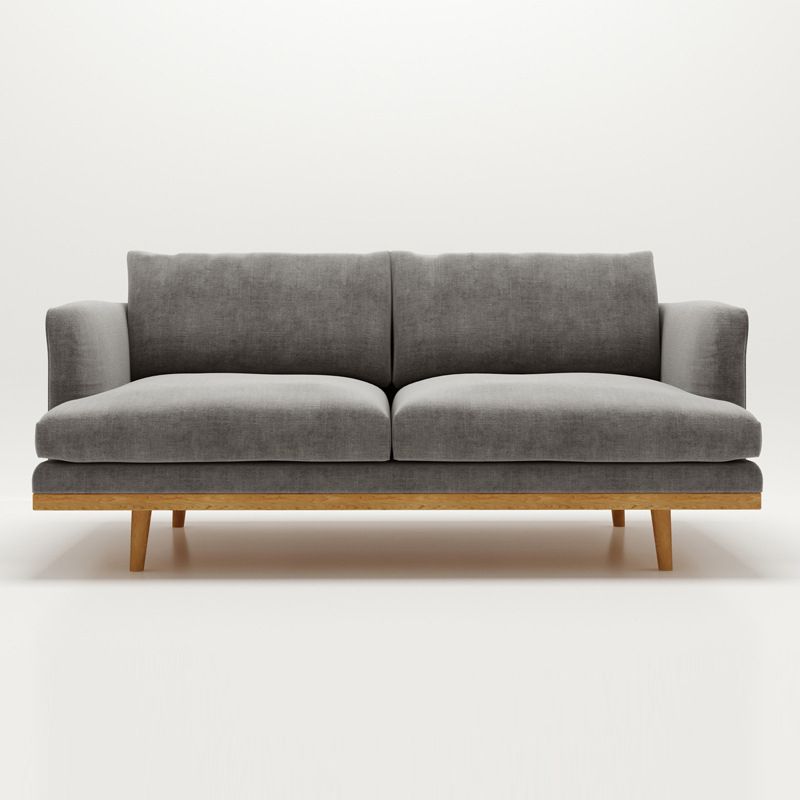 Noord-Europese houten 2/3-zits sofa houten benen vierkante armbank