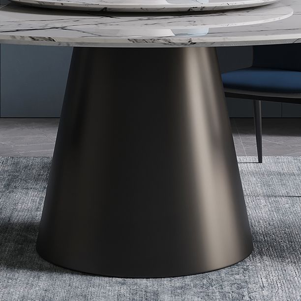 Table de marbre de style contemporain rond table à manger de base piédestal avec platine