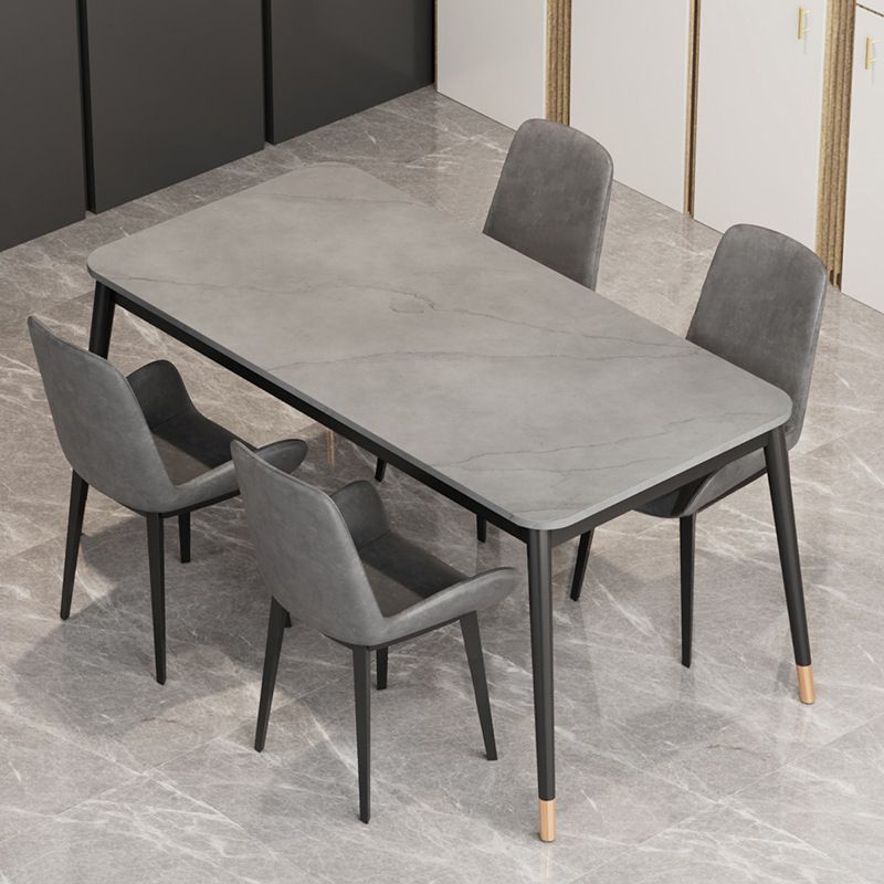 Glam Style Stone Dining Table 4 Metal Legs Table Home Rectangle Dining Table
