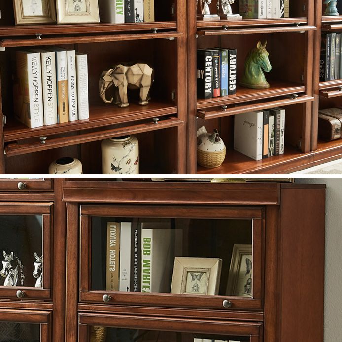 Wooden Standard Bookcase Contemporary Closed Back Bookshelf With Door