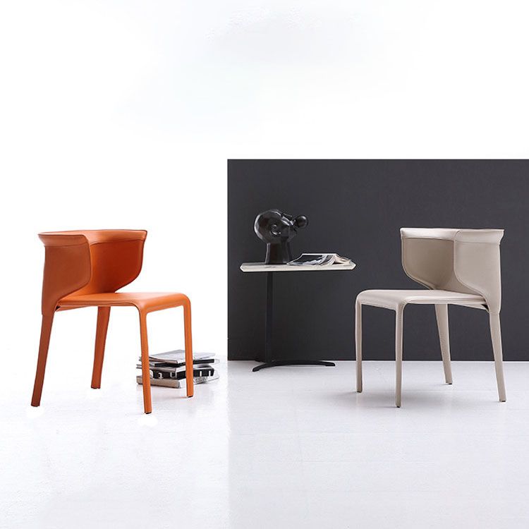 Leather Dining Chair Minimalist Style Wingback Armless Dining Chair