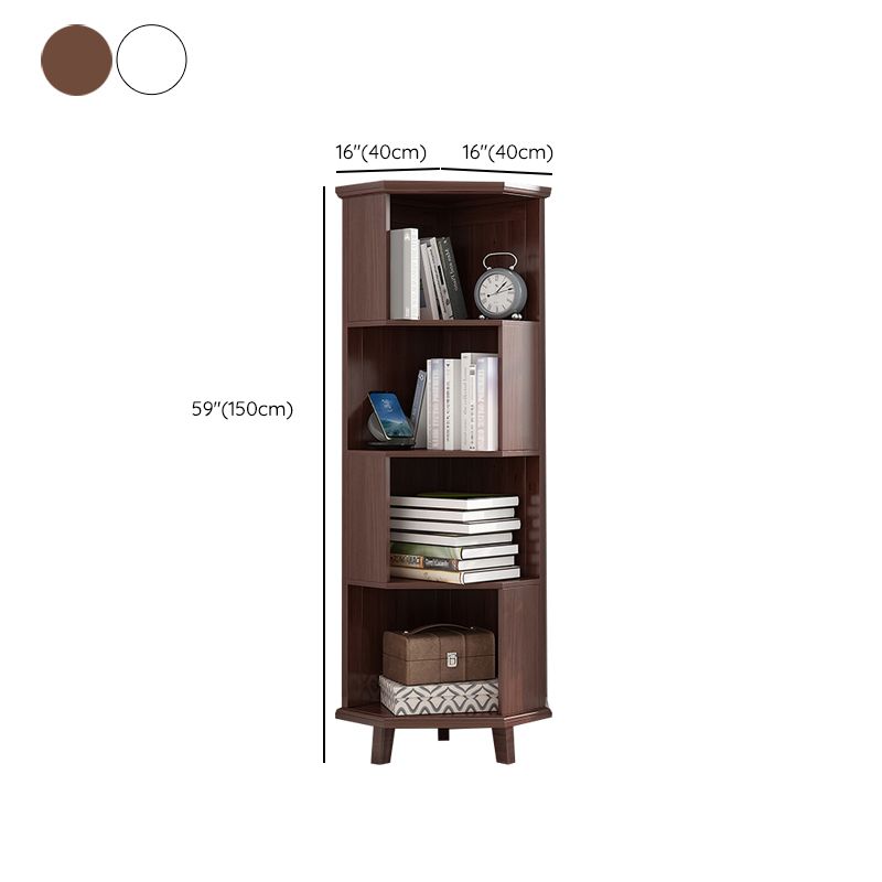 Corner Contemporary Bookshelf Wooden Closed Back Bookcase with Shelves