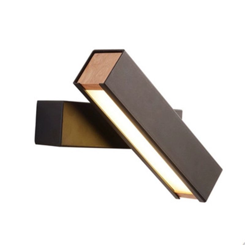 Modern Creative LED Rotatable Wall Lamp Wrought Iron Rectangular Wall Light with Acrylic Shade