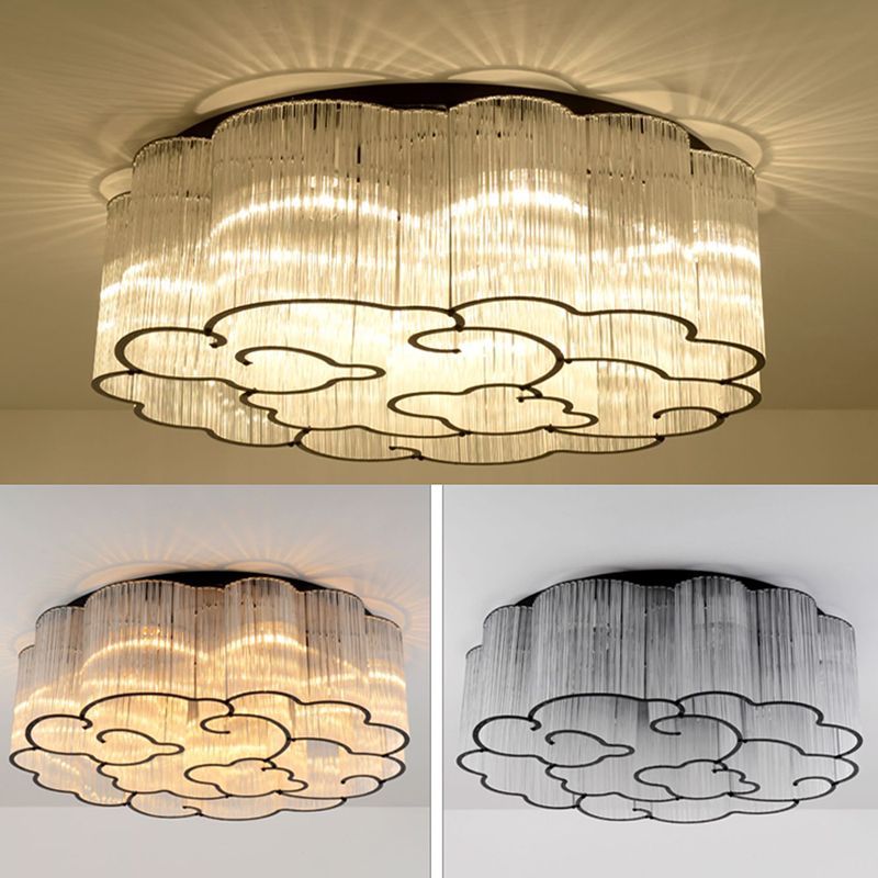 Nordic Style Ceiling Light Cloud Shape Ceiling Lamp with Glass Shade for Bedroom