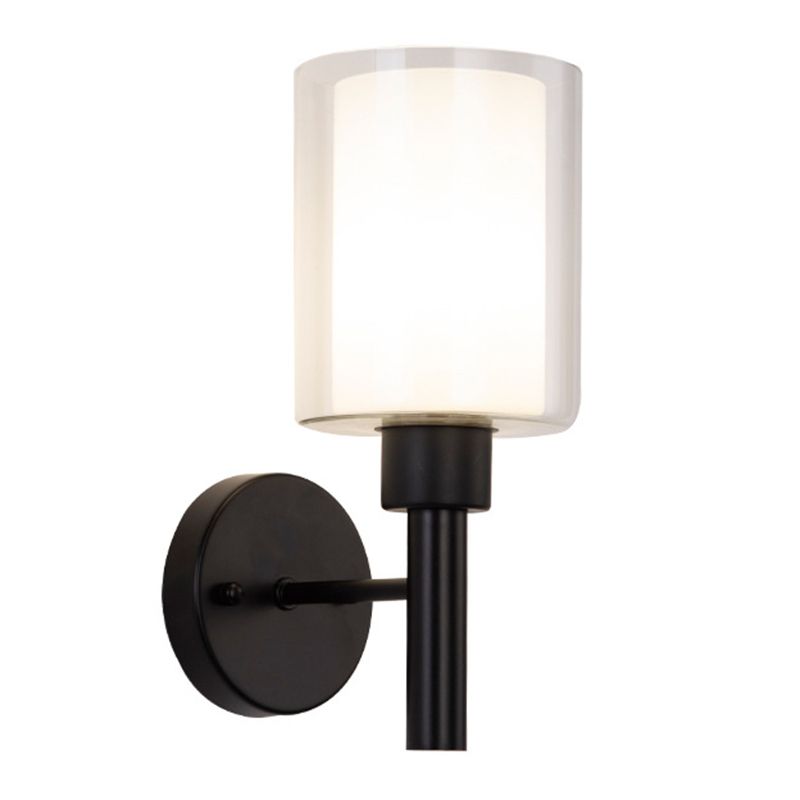 Contemporary Black/Golden Bathroom Vanity Light 1 Light Glass Bath Bar