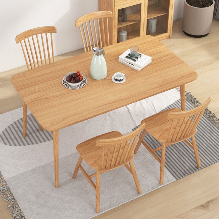Moderno 1/2/3/5 pezzi Set da pranzo rettangolare tavolo da pranzo in legno massiccio con sedie