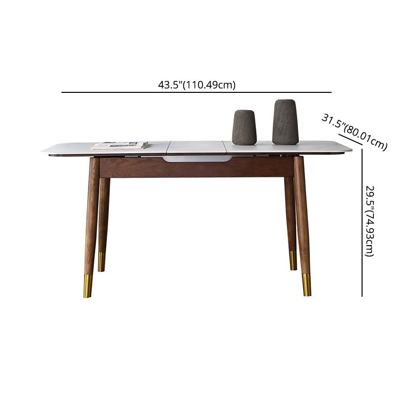 Contemporary Style Sintered Stone Dining Table with Built-in Storage Layer and 4 Legs Base