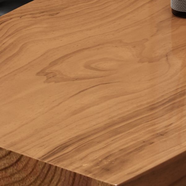 Table à manger de table en bois massif en pin avec piédestal double, en marron