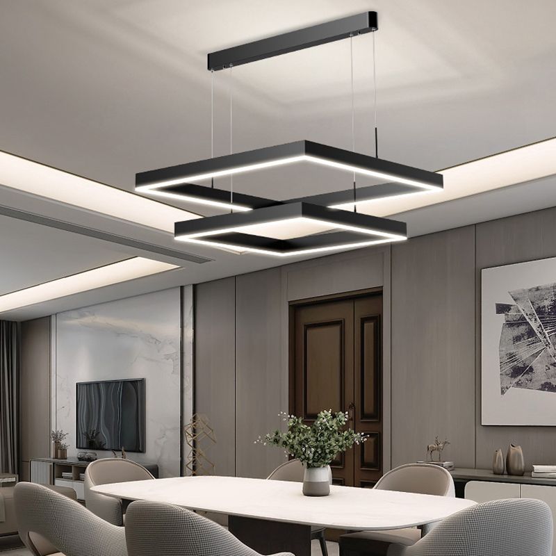 Múltiples cuadrados accesorios de iluminación colgante de araña moderna para comedor