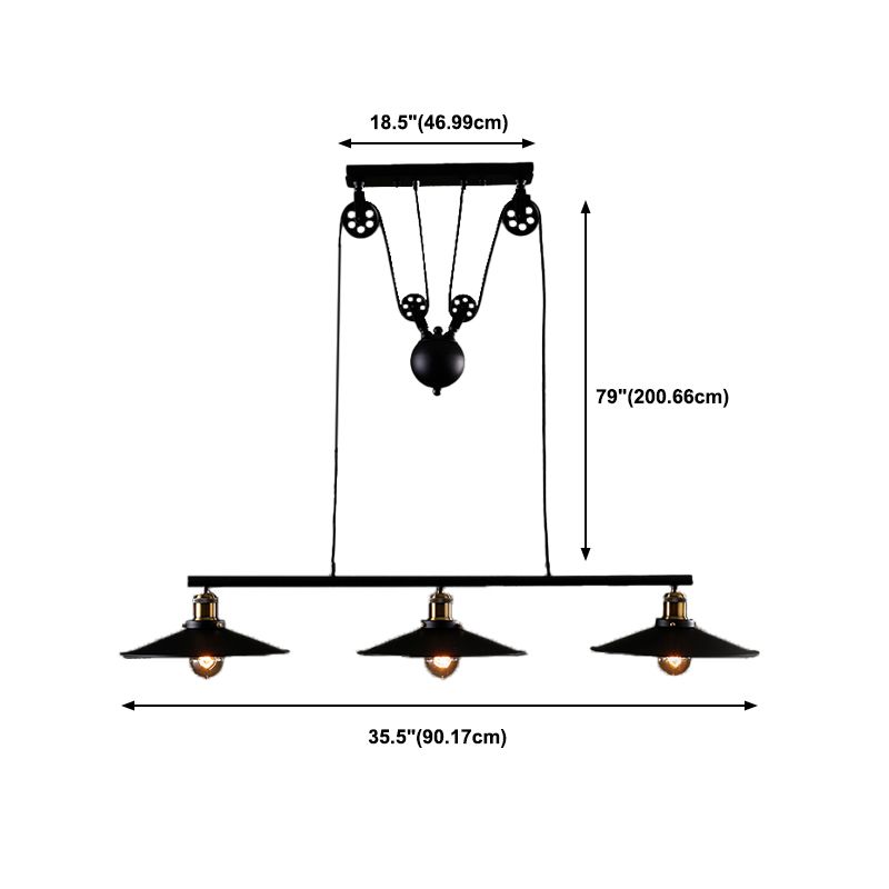 Industrial Style Cone Shape Island Light Metal Chandelier Lamp for Dining Room