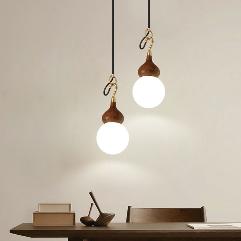 Lumière pendule de gourde moderne 1-Light Wood suspendu plafond plafond pour salle à manger