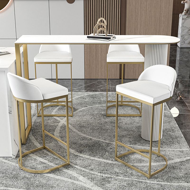 Glam Bucket Dining Stools Armless Low Back Bar Stools with Footrest