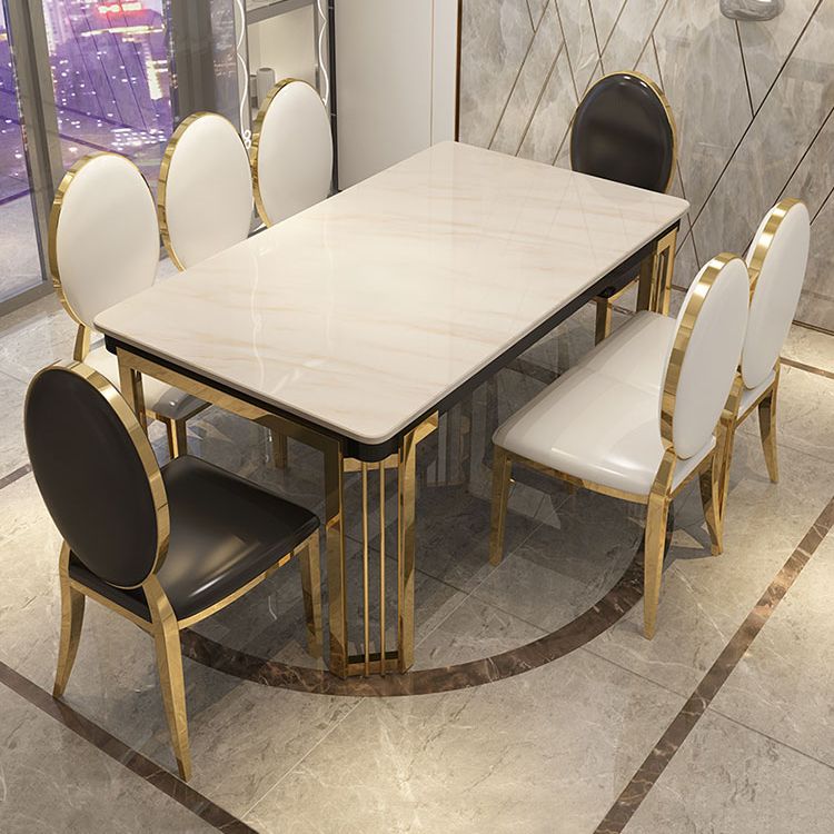 Metall traditionelles Luxus -Rechteck -Innentisch Sintered Stone Tisch mit Beinen