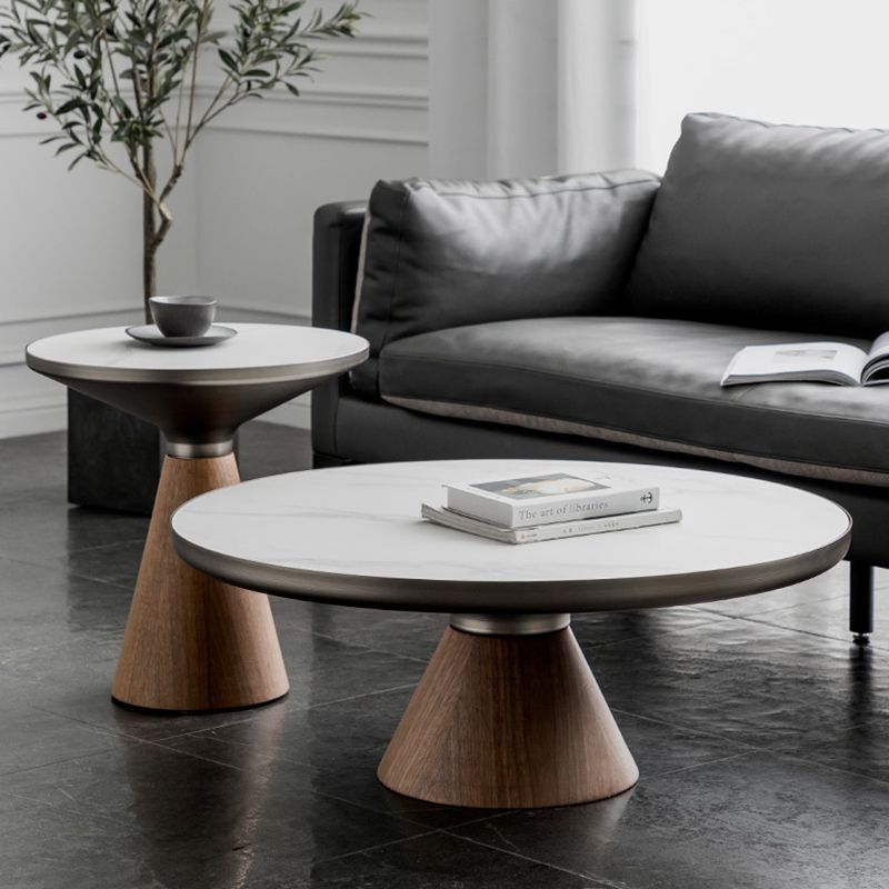 Slate Coffee Table Round Modern Minimalist Coffee Table for Living Room