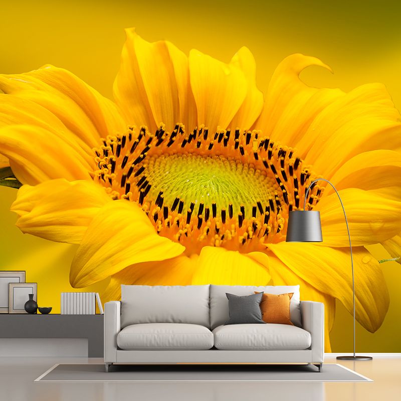 Yellow Blooming Sunflower Mural for Living Room Decoration, Made to Measure