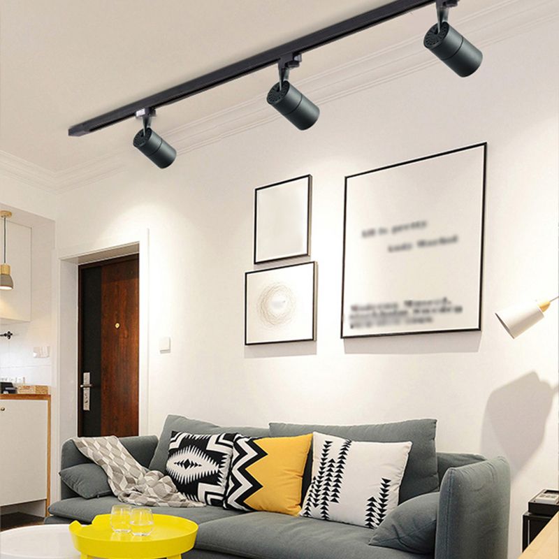 Cylindrical Shape LED Rail Ceiling Lamp Modern Simple Style Aluminium Flush Mount for Living Room