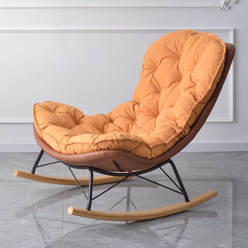 Contemporary Style Rocking Chair Upholstered Antique Finish Rocking Chair