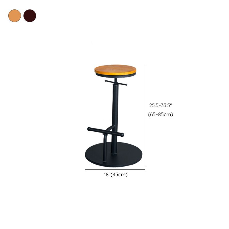 Metal Adjustable Height Bar Stool Industrial Armless Bar Stool with Footrest