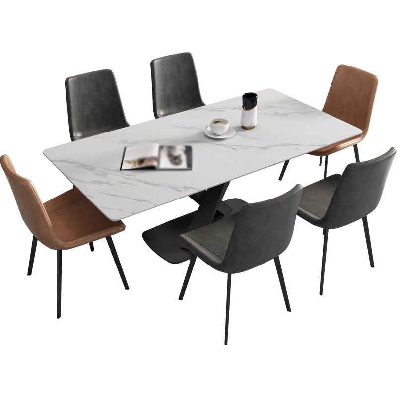 Modern Rectangle Dinette Set 1/3/4/5/6/7 Pieces Dining Table Set with Sintered Stone Top
