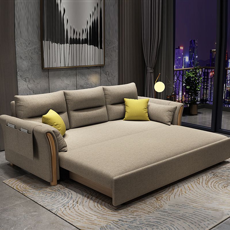 Brown Convertible Settee Furniture Flared Arm Standard Bed Settee