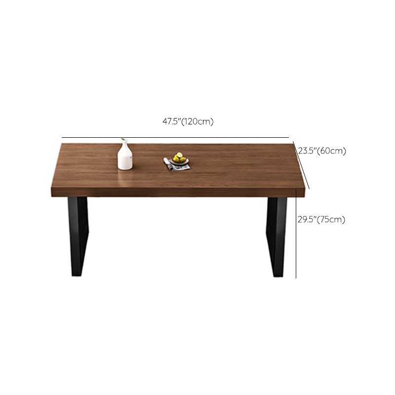 Rectangle Black Base Dining Table Modern Style Pine Wood Table for Kitchen Use