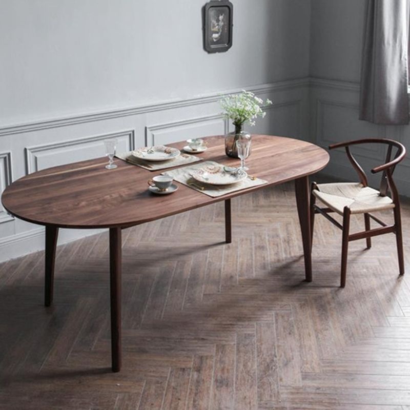 Mesa de comedor ovalada contemporánea Mesa de madera maciza con 4 patas para el comedor
