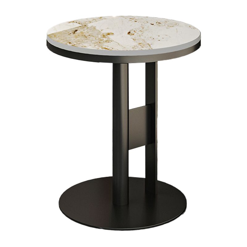 Modern Round Corner Table Slate Pedestal Side Table for Living Room