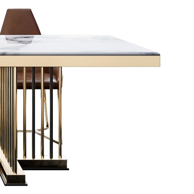 Glam Rectangle Shape Marble Dining Table Standard Dining Table for Kitchen
