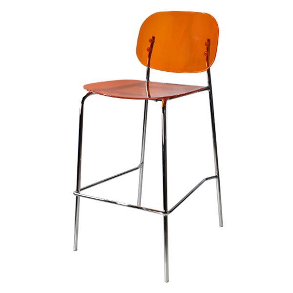 Modern Silver Base Counter Stool Rectangle Acrylic Footrest Counter-height Stool