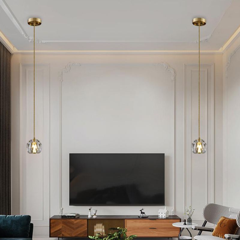 Kopergoudhangende lamp in moderne artistieke stijl kristallen geometrische hanglamp voor eetkamer