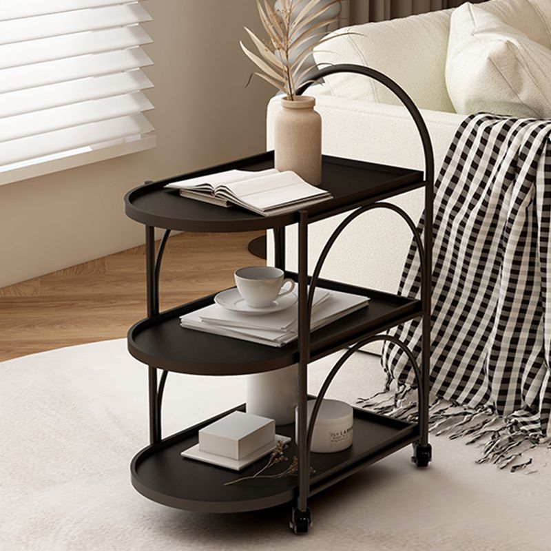 Oval 3-Tier End Table with Casters Modern Side Table with Wheels