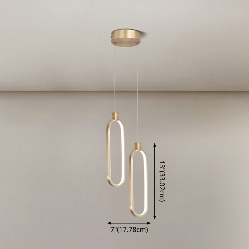 Gold LED Bedroom Hanging Pendant Light Metal Single Head Small Ceiling Pendant Light