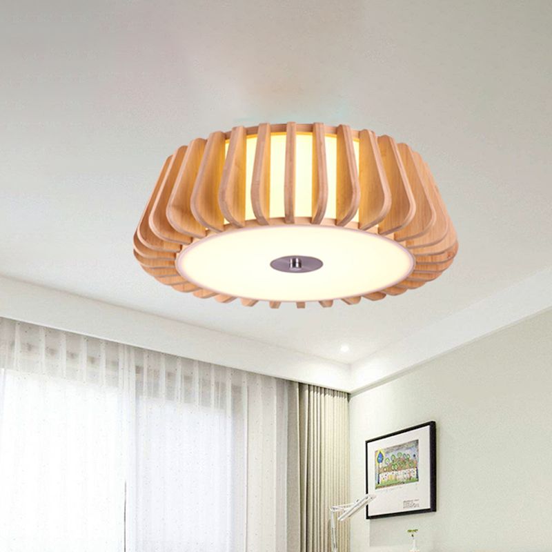Tapered Flush Light Modernism Bamboo 19.5"/23.5" Wide 1 Bulb Wood Ceiling Mounted Fixture