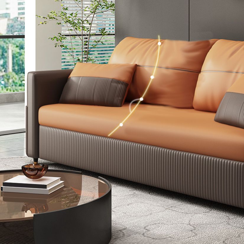 Contemporary Futon Sofa Bed with Storage Pillow Back Square Arms Sleeper Sofa
