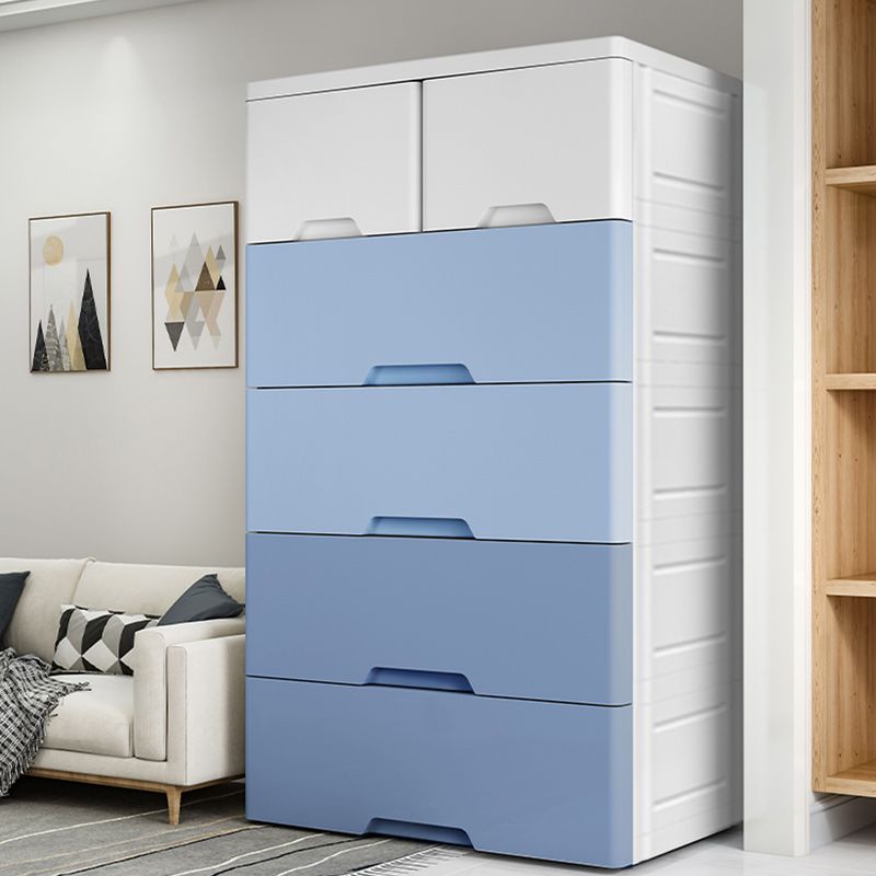 Modern Style Non-Hanging Armoire Plastic Home Cabinet with Drawers