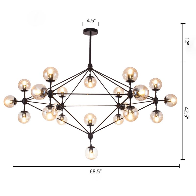 Lámpara de la red de diamantes de diamante de diamante industrial de vidrio bronceado de la sala de estar de la sala de estar iluminación