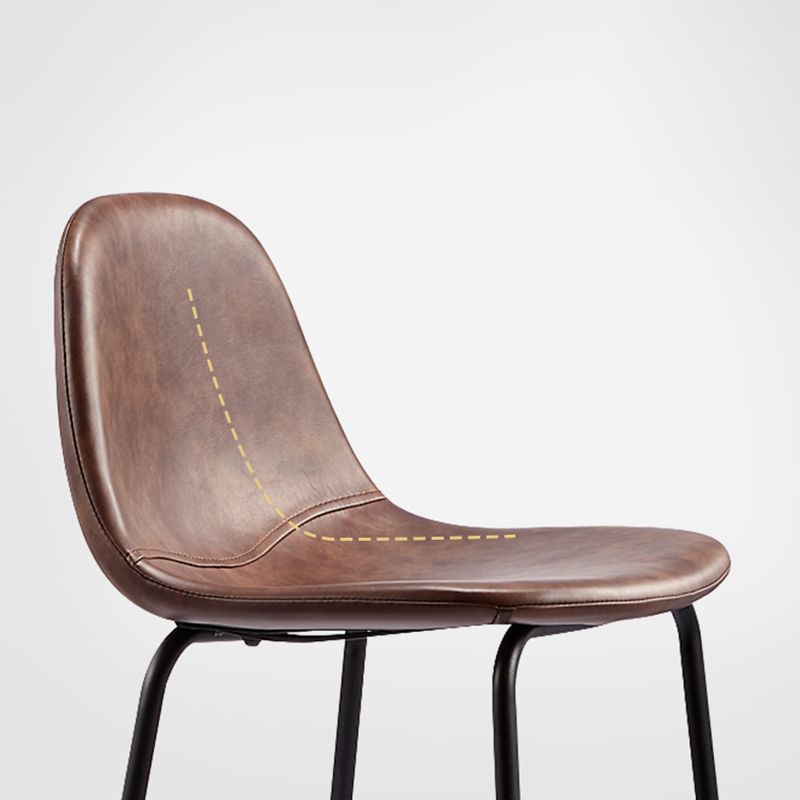 Tabouret de bar industriel à dossier bas en cuir vieilli matelassé, ensemble de 2