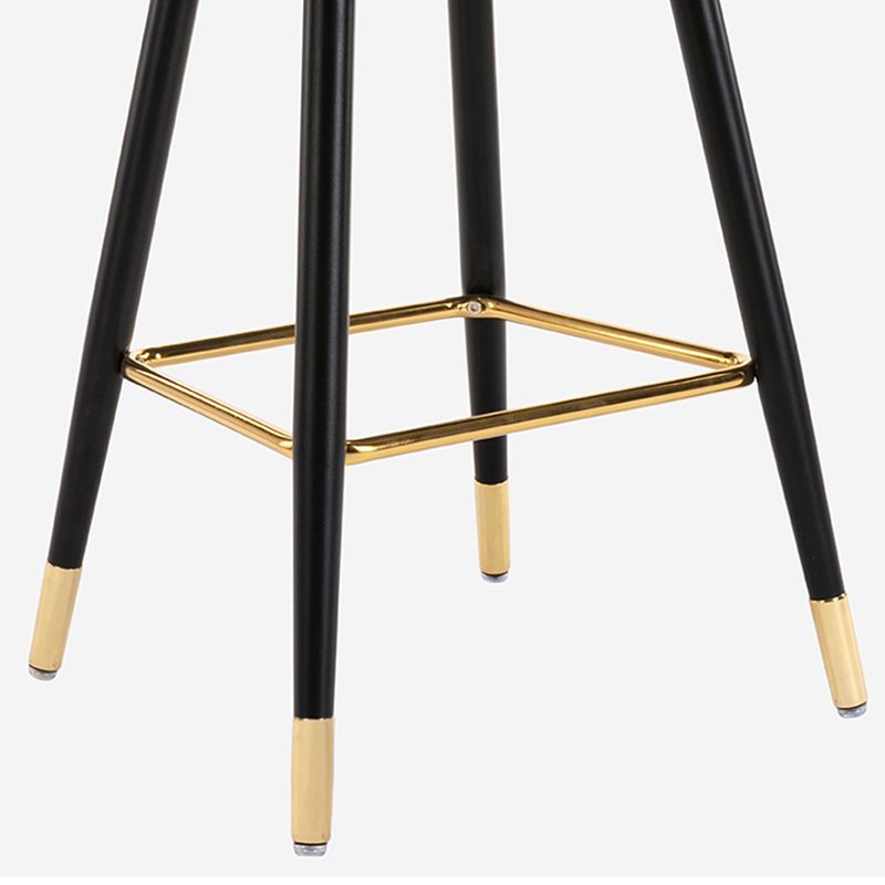 Modern Armless Backrest Counter Stool Iron Bedroom Bar Stool with Cushion and Pedal