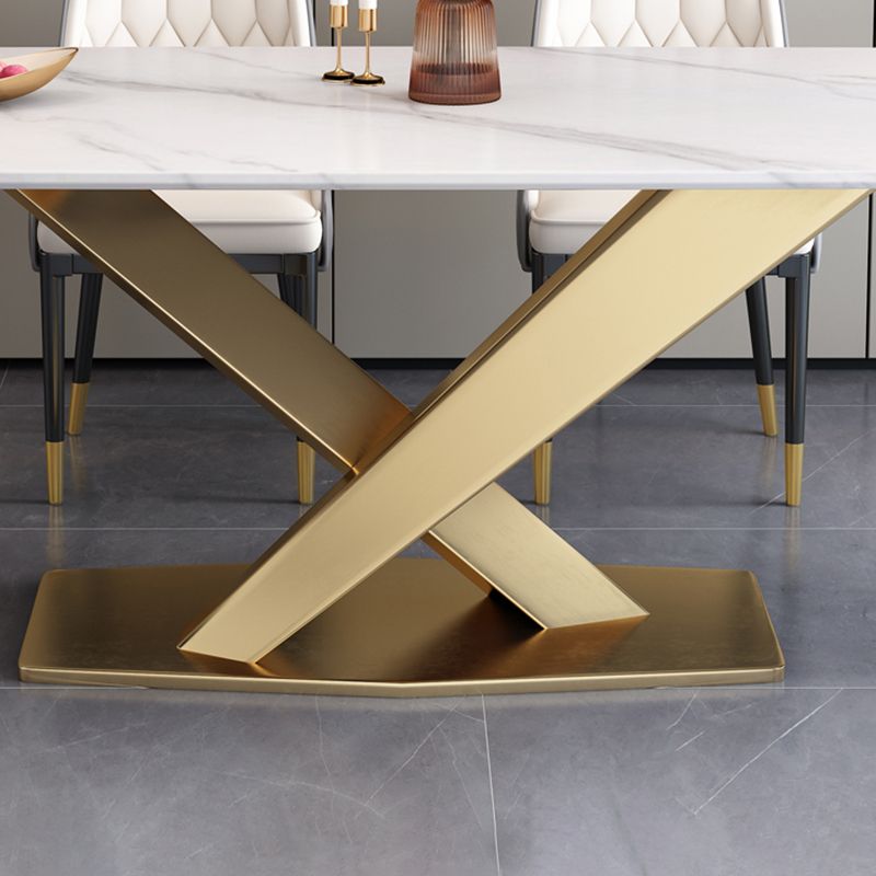 Witte eettafel van gesinterde steen Eenvoud Sokkeltafel voor eetkamer