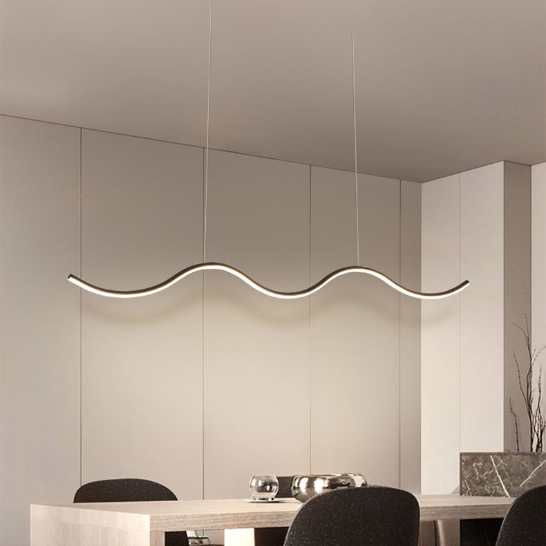 Metal Linear Shade Island Pendant Postmodern Style 1 Light Island Lighting for Living Room