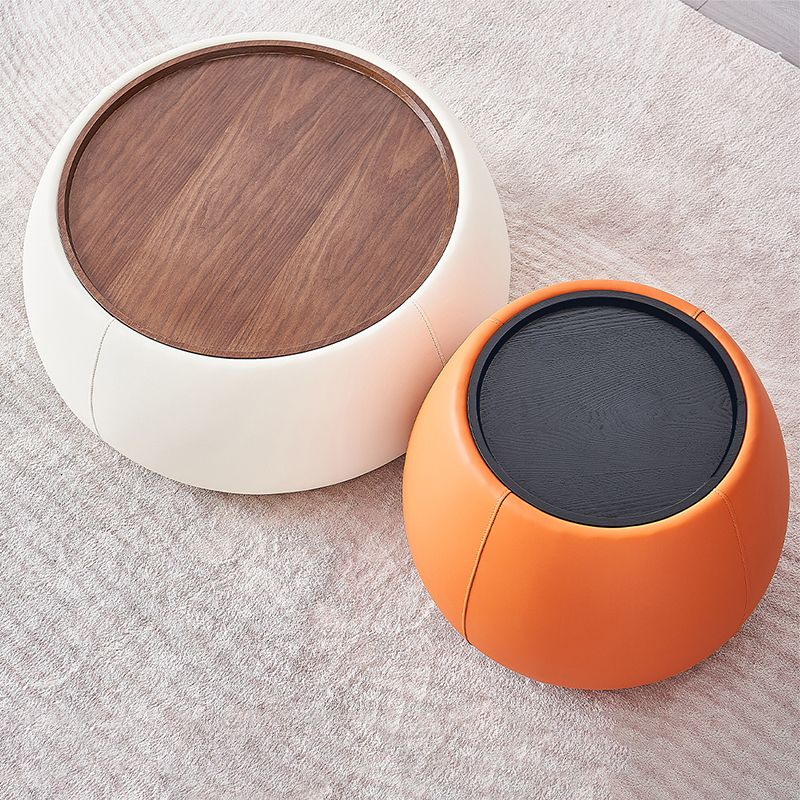 Tray Top Coffee Cocktail Table Wood Drum Coffee or End Table with Trunk Storage