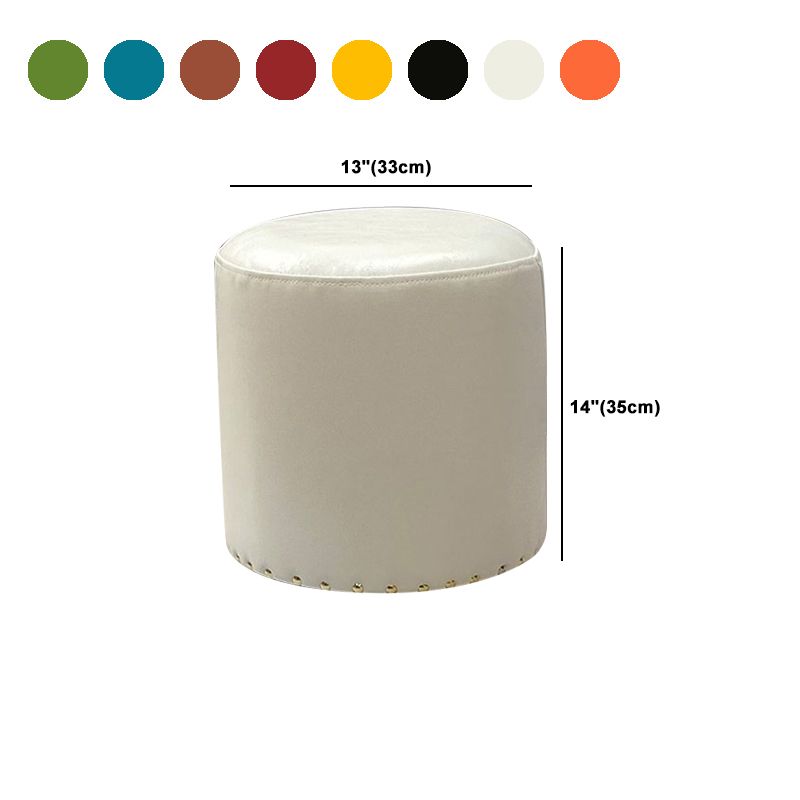 Modern PU Leather Pouf Chair Plain Cylinder Shape Nailhead Trim Sherpa Pouf