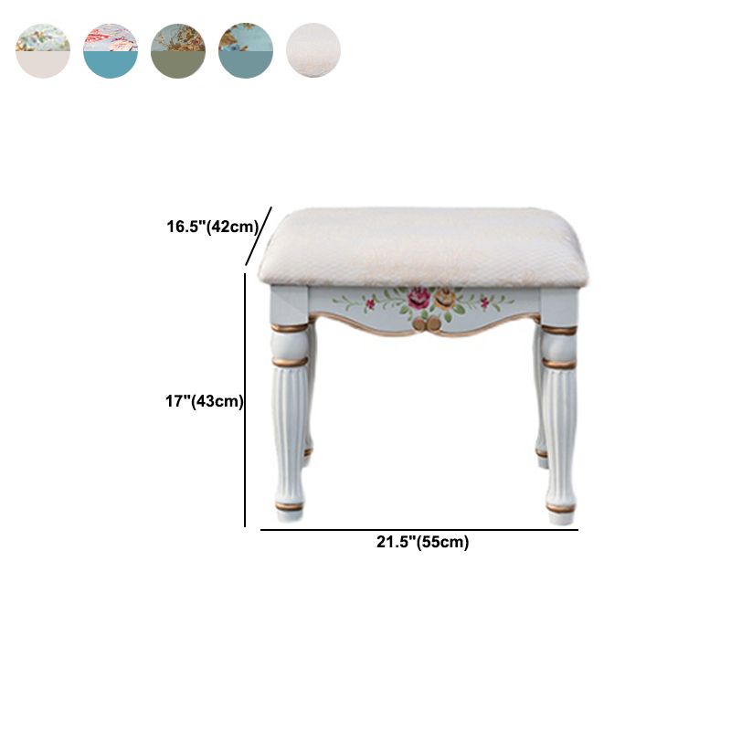 Wood Vanity Set 17.71" Wide Make-up Vanity with 2 Storage Drawers and Stool