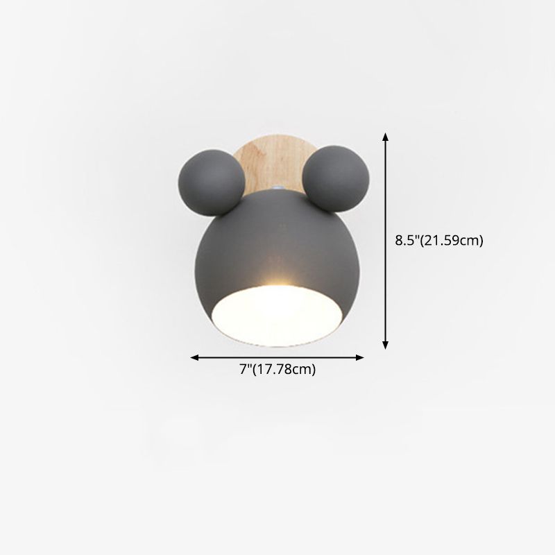 Lámpara de pared de globo de madera de pared única nórdica moderna con sombra de hierro forjado